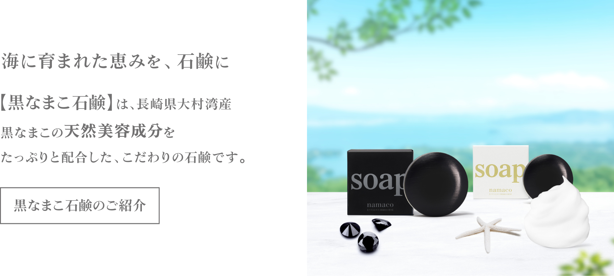 肌本来の美しさへと導く、海からの贈り物。『黒なまこの石鹸』のご紹介